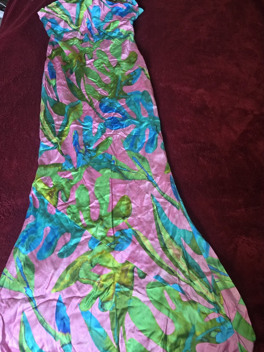 Retrofete Strapless Maxi Dress in Pink, Green & Blue - Picture 8 of 11